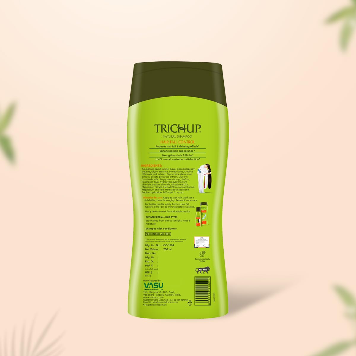 Trichup Hair Fall Control Herbal Shampoo - Enriched Amla, Licorice & Bhringaraj - Help to Reduce Hair Fall & Thinning Hair (200ml) (Pack of 2) – view 8