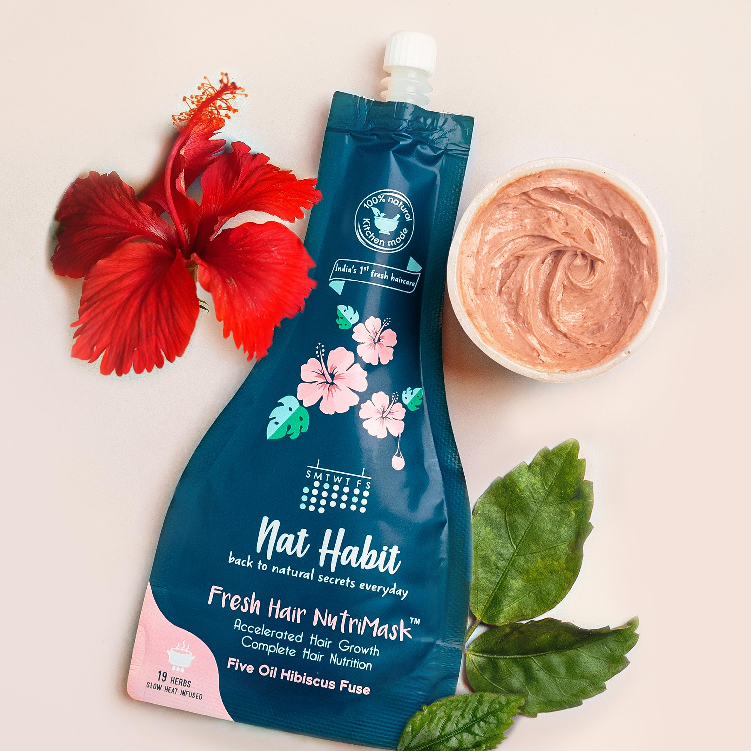 Nat Habit - Back to Natural Secrets Everyday Dual Tooth Wooden Kacchi Neem Comb & Hibiscus Hair NutriMask for Growth, Hairfall Control & Smoothening (Combo Pack of 3) – view 6