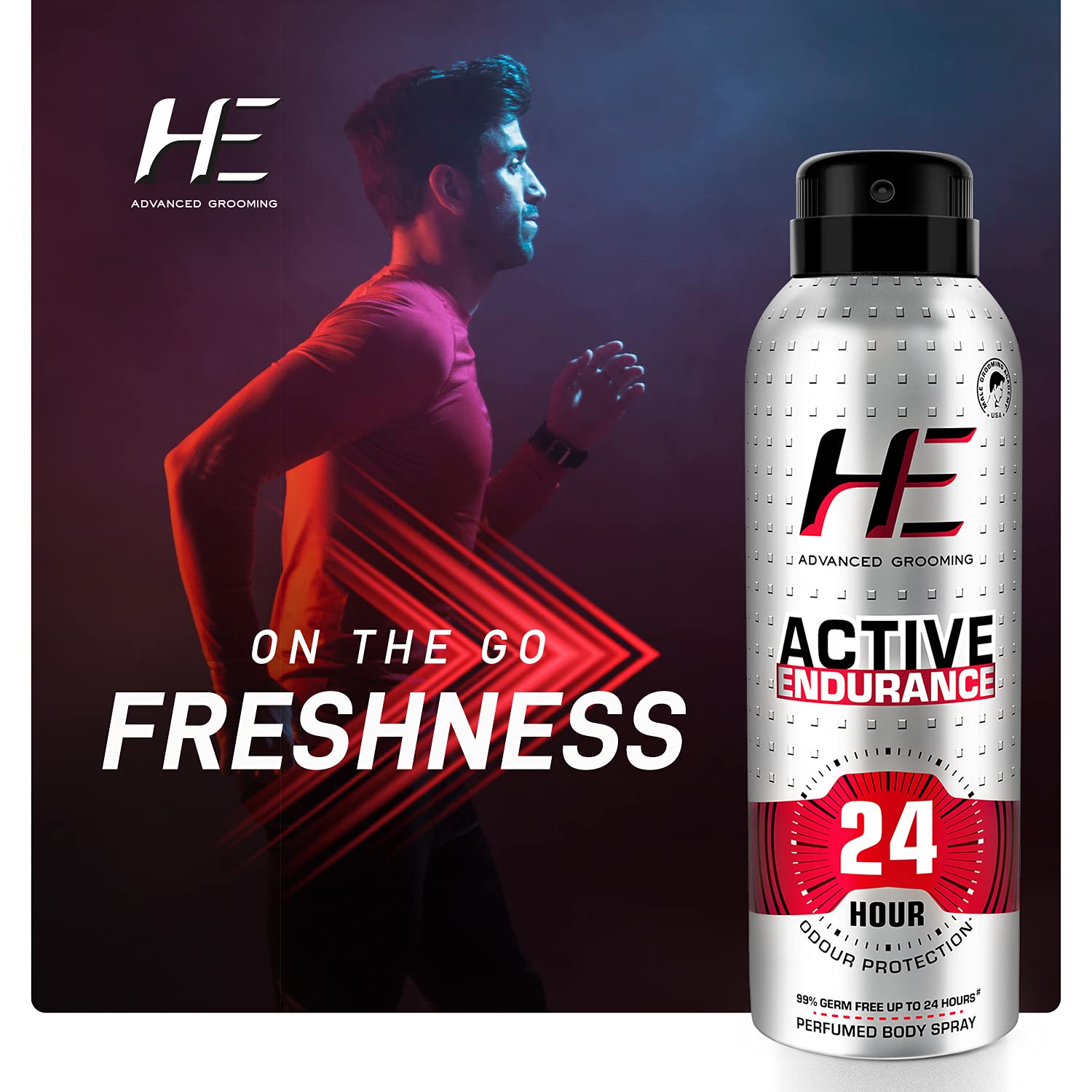 He Active Endurance Perfumed Body Spray, 150ml For Today's Active Men, 24 Hour Odor Protection* 99% Germ Free Up To 24 Hours – view 4