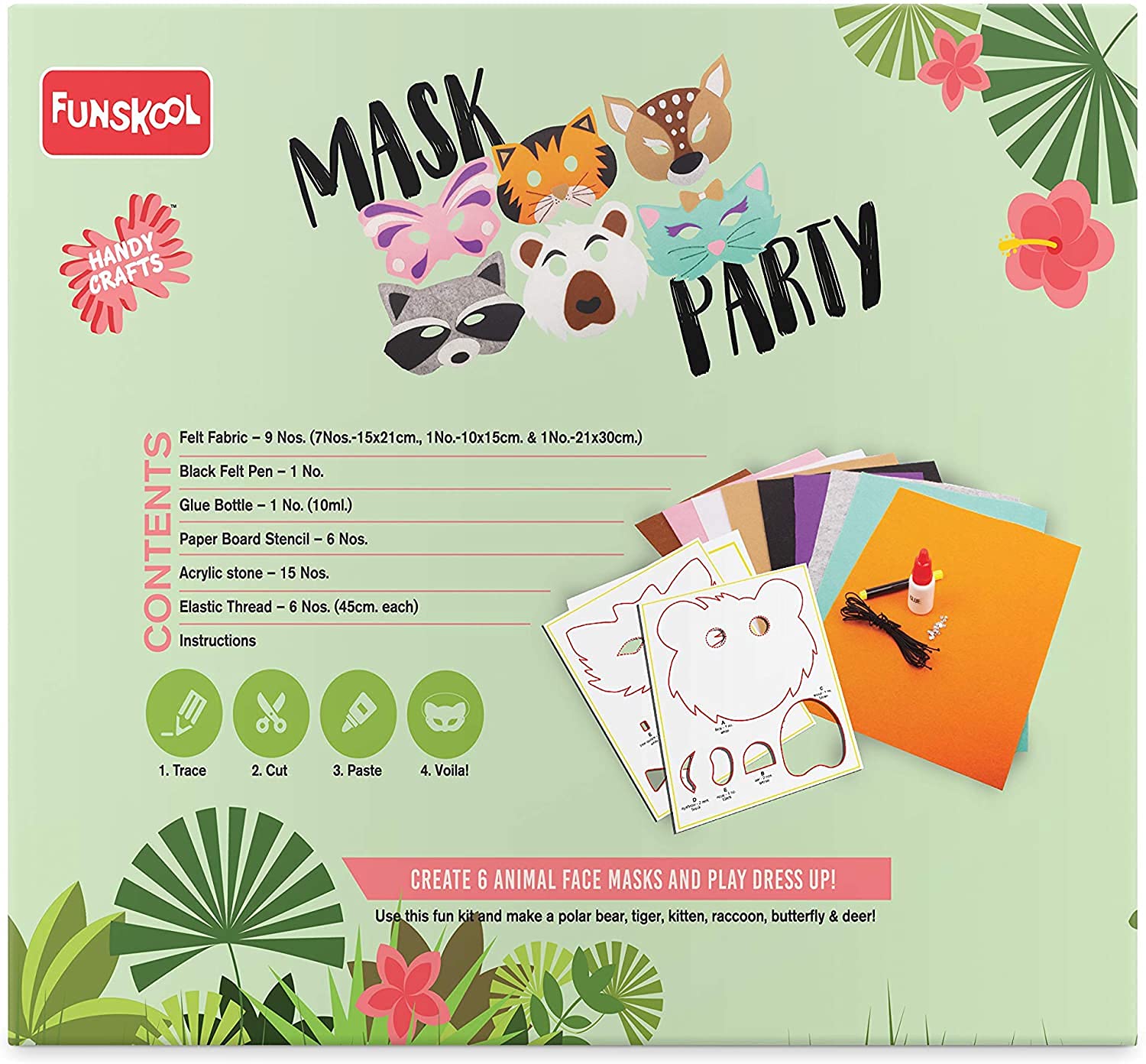 Funskool Handycrafts Mask Party , DIY face masks kids , Make many animal faces , Art and Craft Kit, DIY Kit, Ages 5 Years and Above, Multicolour – view 4