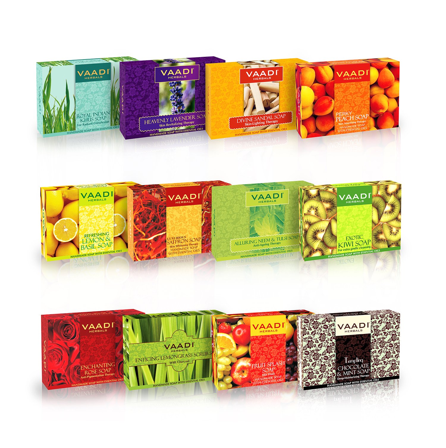 Assorted Vaadi Herbals handmade soaps 75 g bars in box