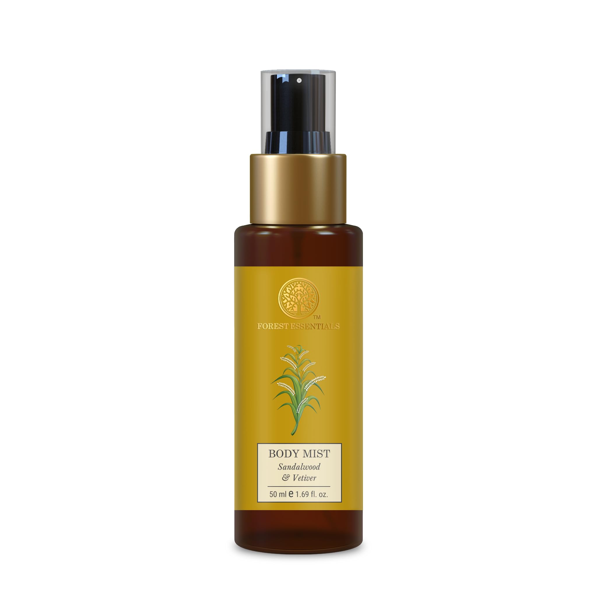 Travel size sandalwood and vetiver body mist spray bottle
