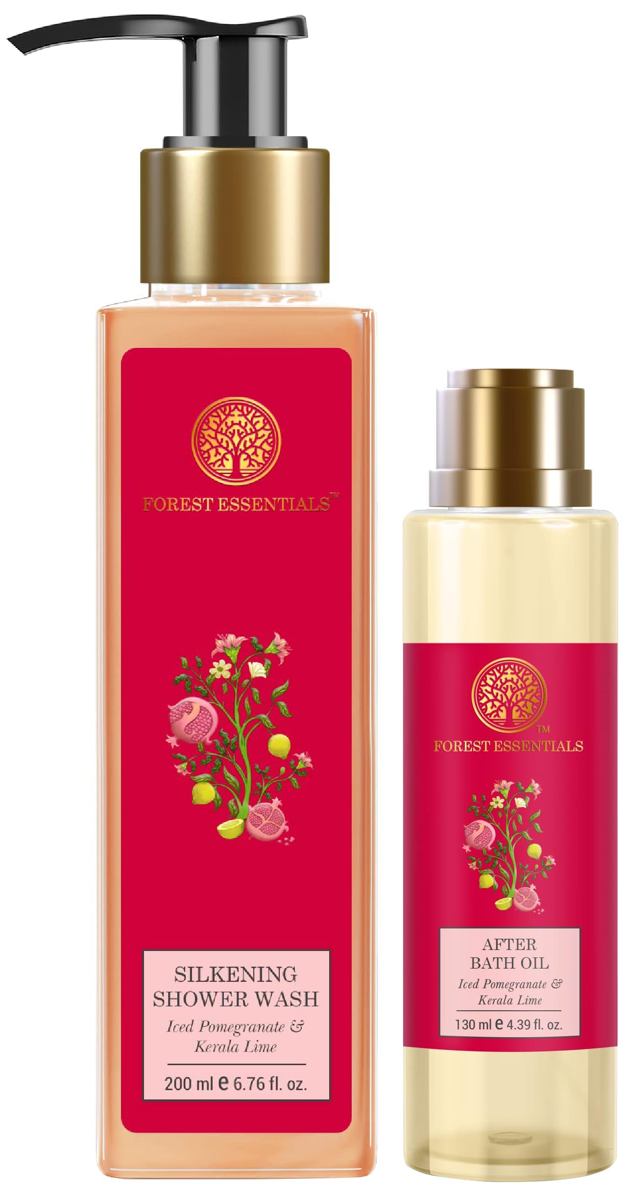 Forest Essentials Iced Pomegranate Kerala Lime bath care combo