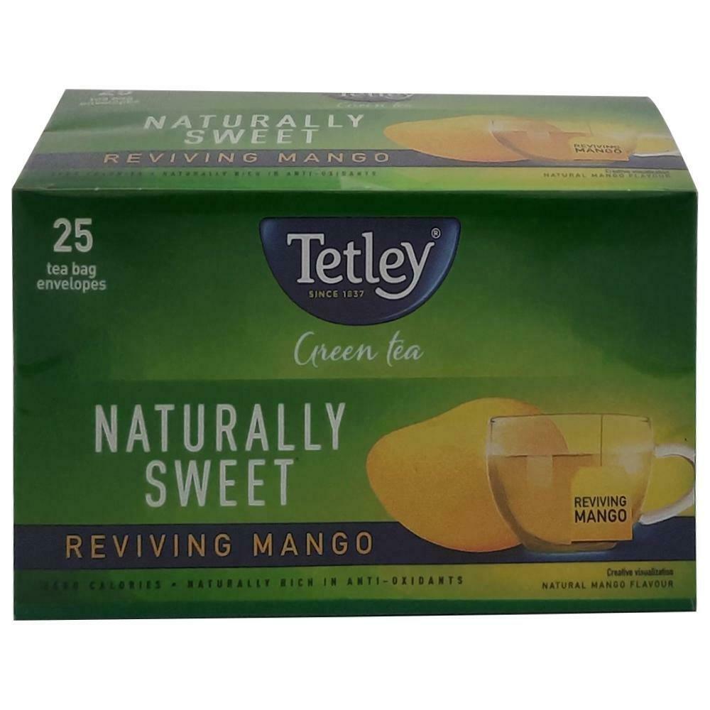 Tetley mango green tea bags pack front view