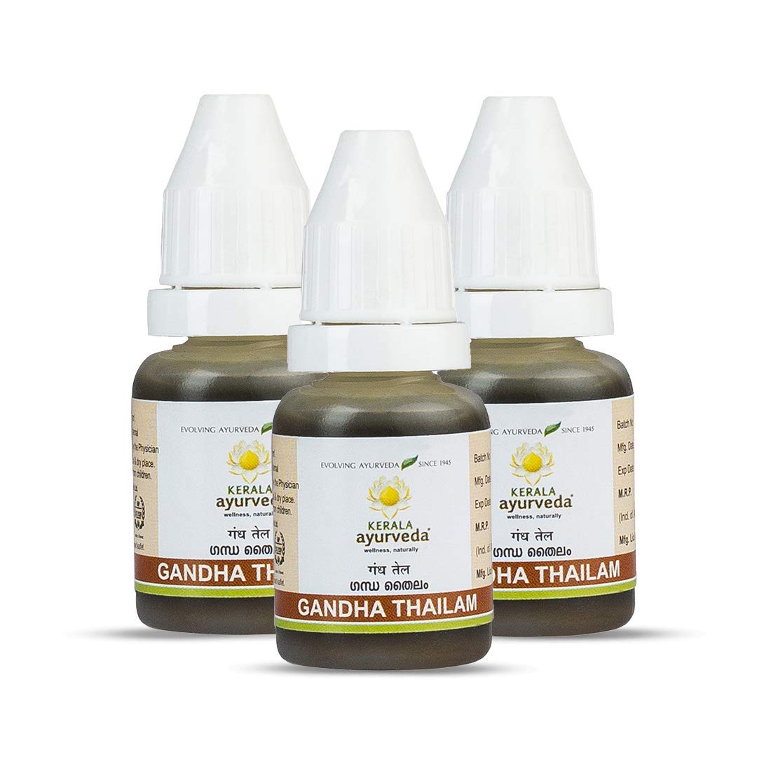 Three bottles of Kerala Ayurveda Gandha Thailam 10 ml