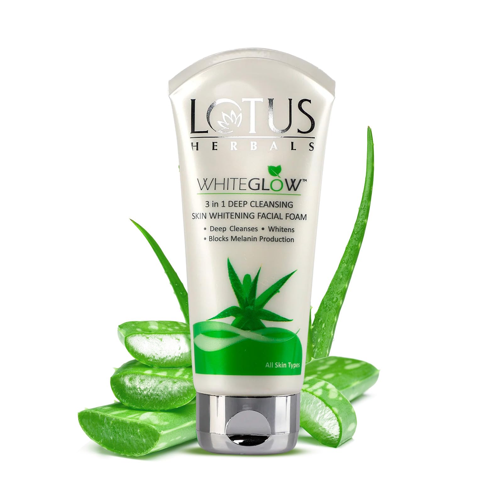 Lotus Herbals Whiteglow facial foam tube for deep cleansing face wash