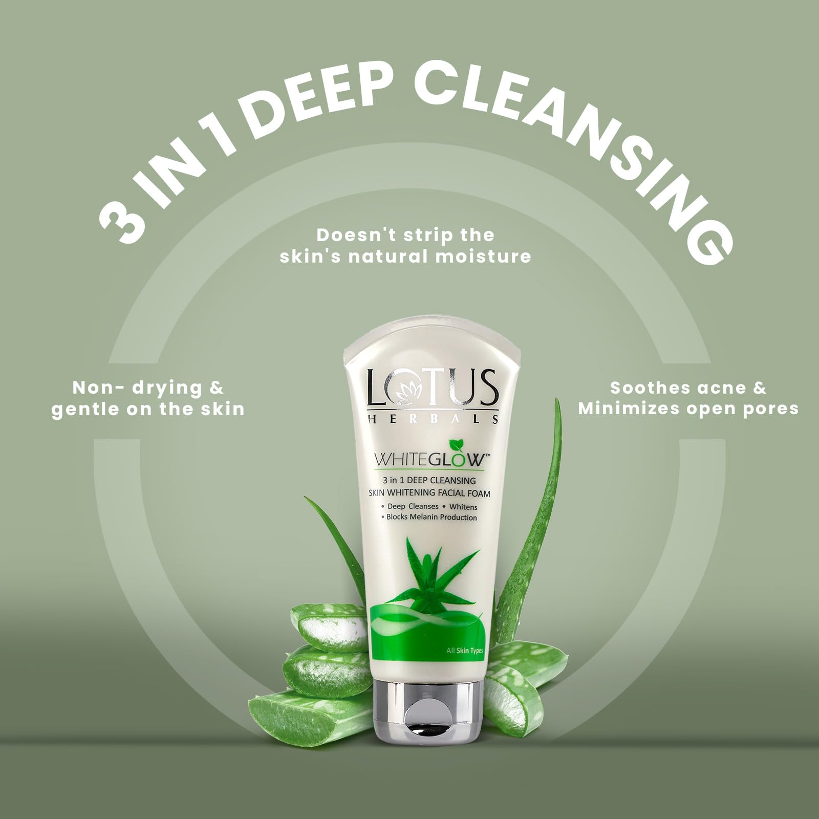 Lotus Herbals Whiteglow 3 In 1 Deep Cleaning Skin Whitening Facial Foam – view 2