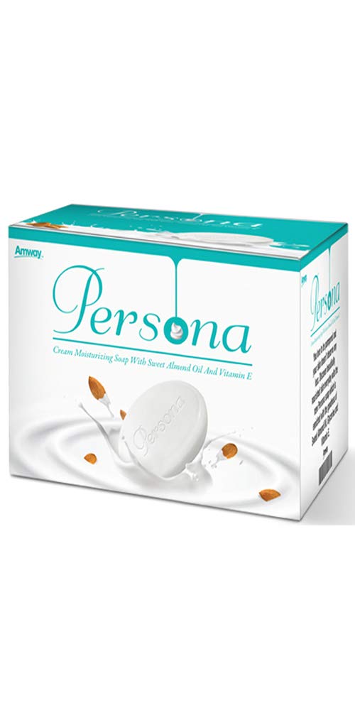 Three Amway Persona moisturizing soap bars with almond scent packaging