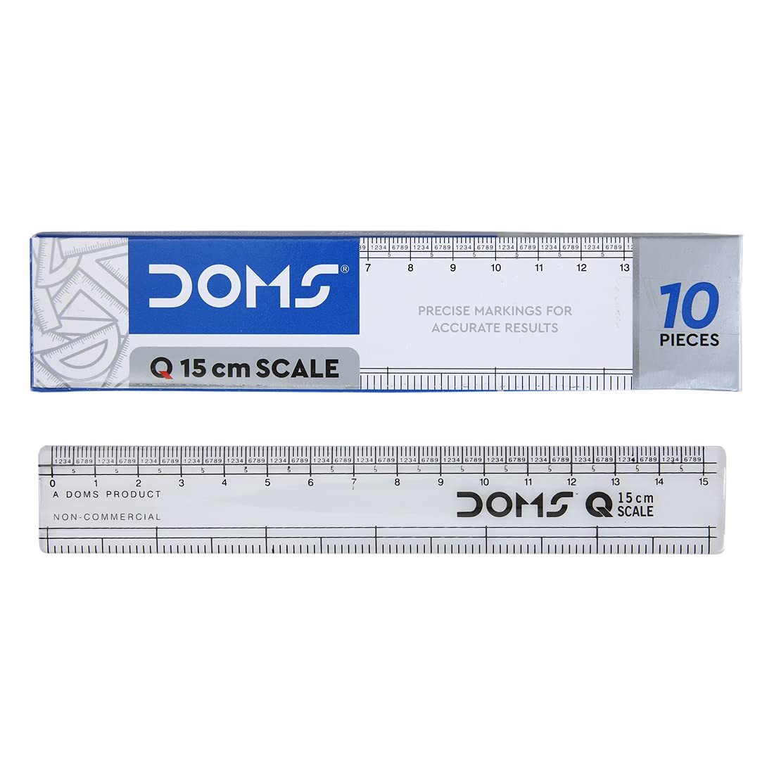 Transparent 15 cm DOMS plastic ruler set with 10 scales
