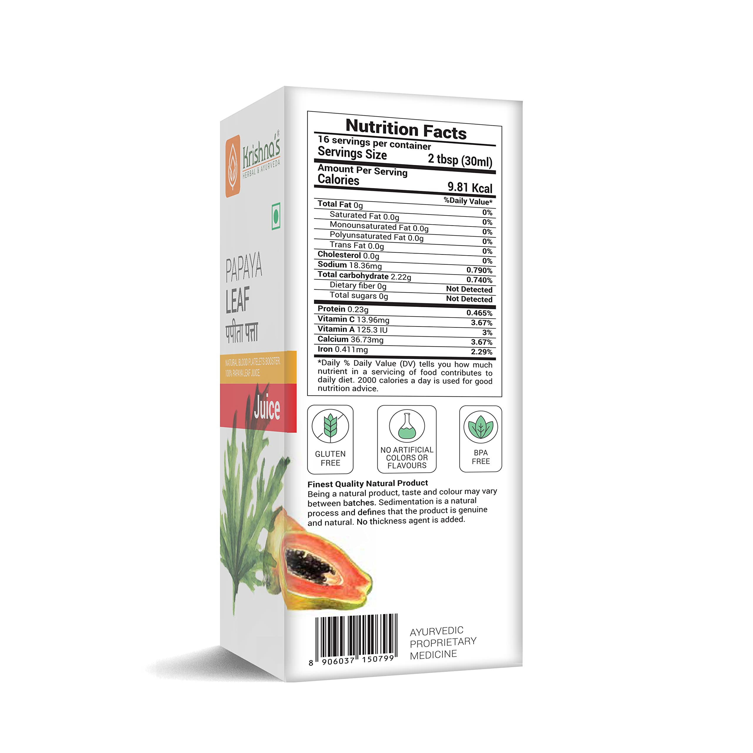 Krishna's Papaya Leaf Juice - 500 ml – view 9