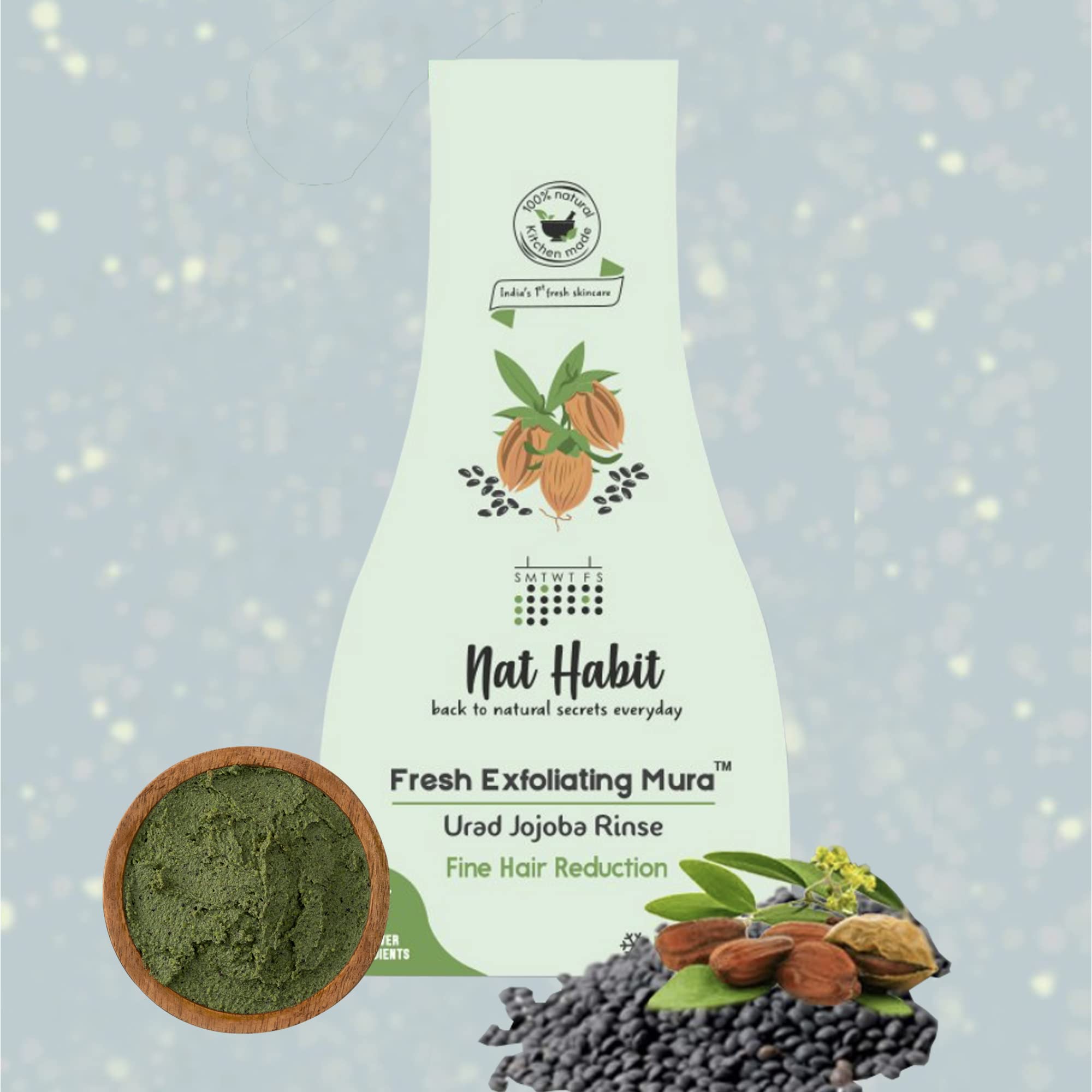 Nat Habit Face Scrub, Urad Jojoba Exfoliating Mura For Fine Facial Hair Reduction And Deep Cleansing, Provide Clean, Clear & Soft Skin (Pack of 2 x 25 gm) – view 2