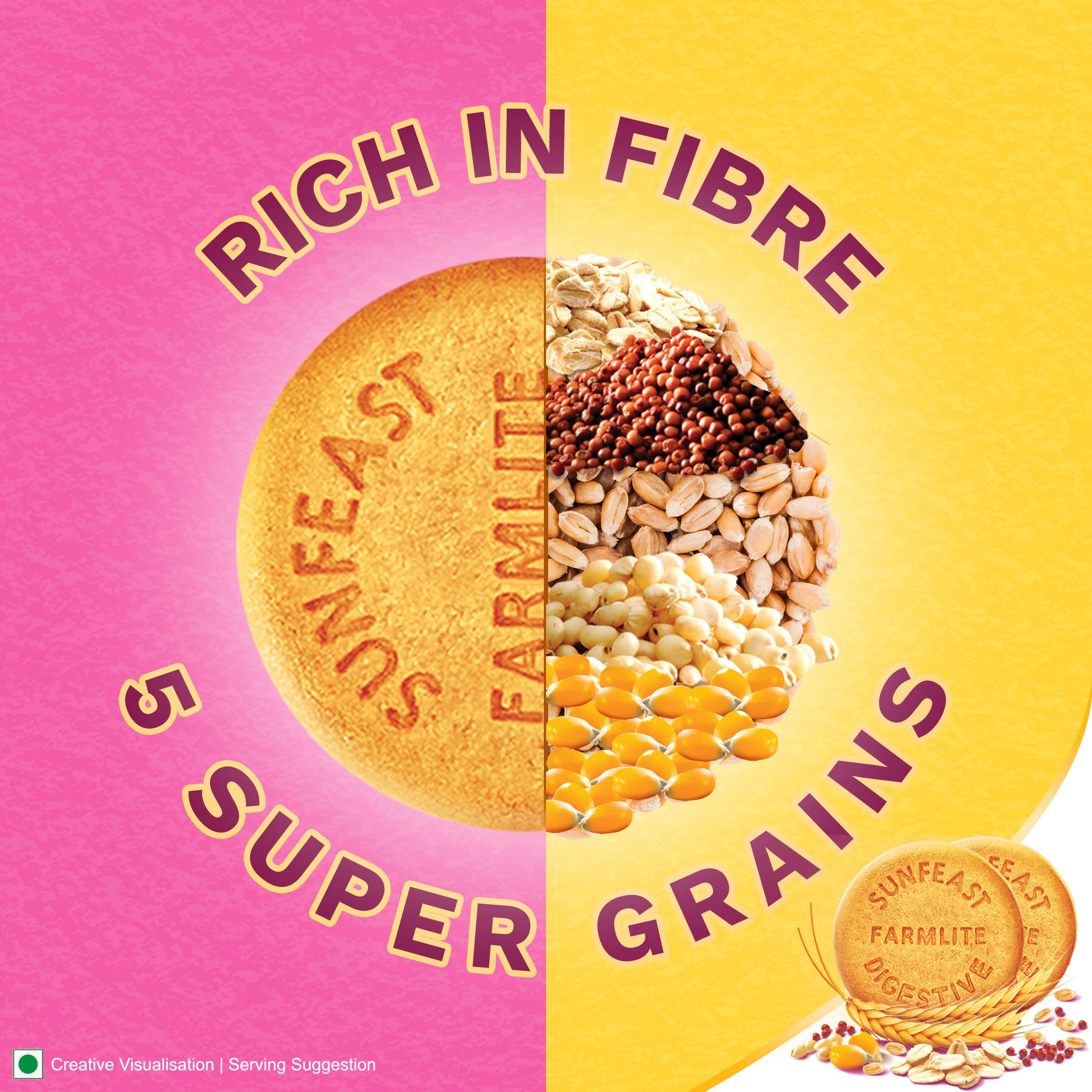 Sunfeast Farmlite 5 Grain Digestive Biscuit, High Fibre Biscuit, Goodness of 5 Grains, 800 g Pack – view 6