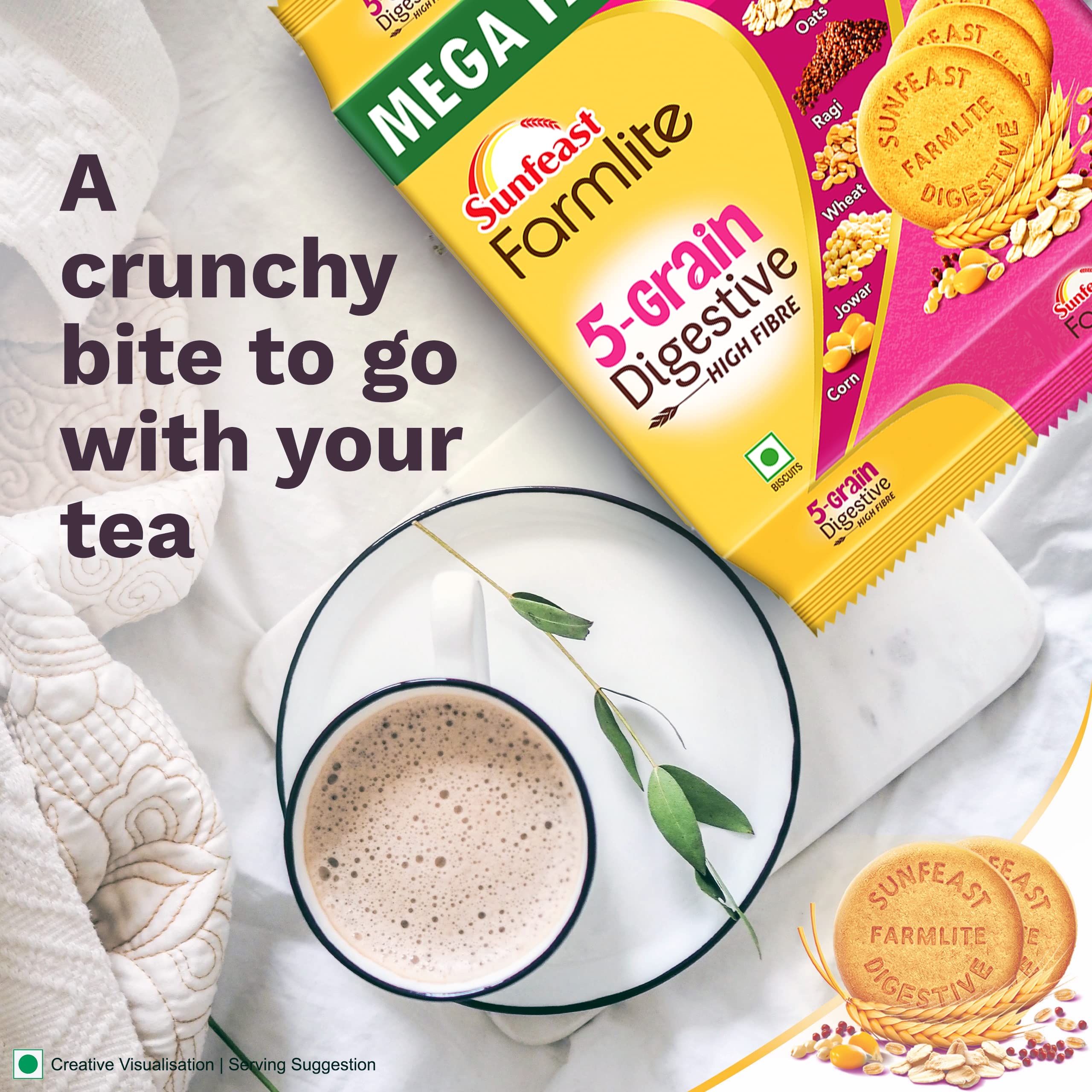 Sunfeast Farmlite 5 Grain Digestive Biscuit, High Fibre Biscuit, Goodness of 5 Grains, 800 g Pack – view 7