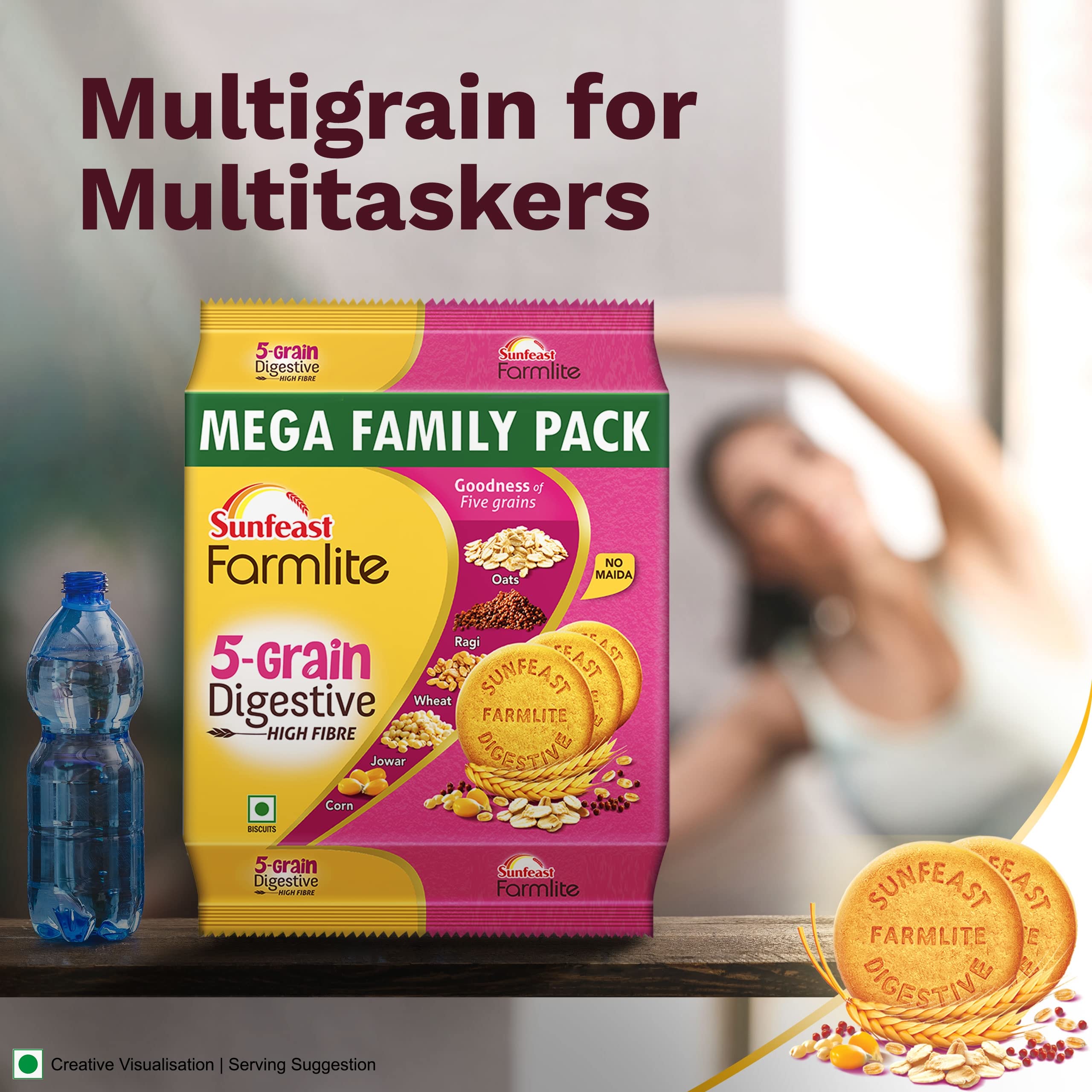 Sunfeast Farmlite 5 Grain Digestive Biscuit, High Fibre Biscuit, Goodness of 5 Grains, 800 g Pack – view 8