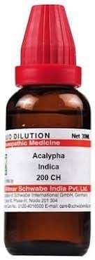 Two 30 ml bottles of Dr. Willmar Schwabe Acalypha Indica 200 CH
