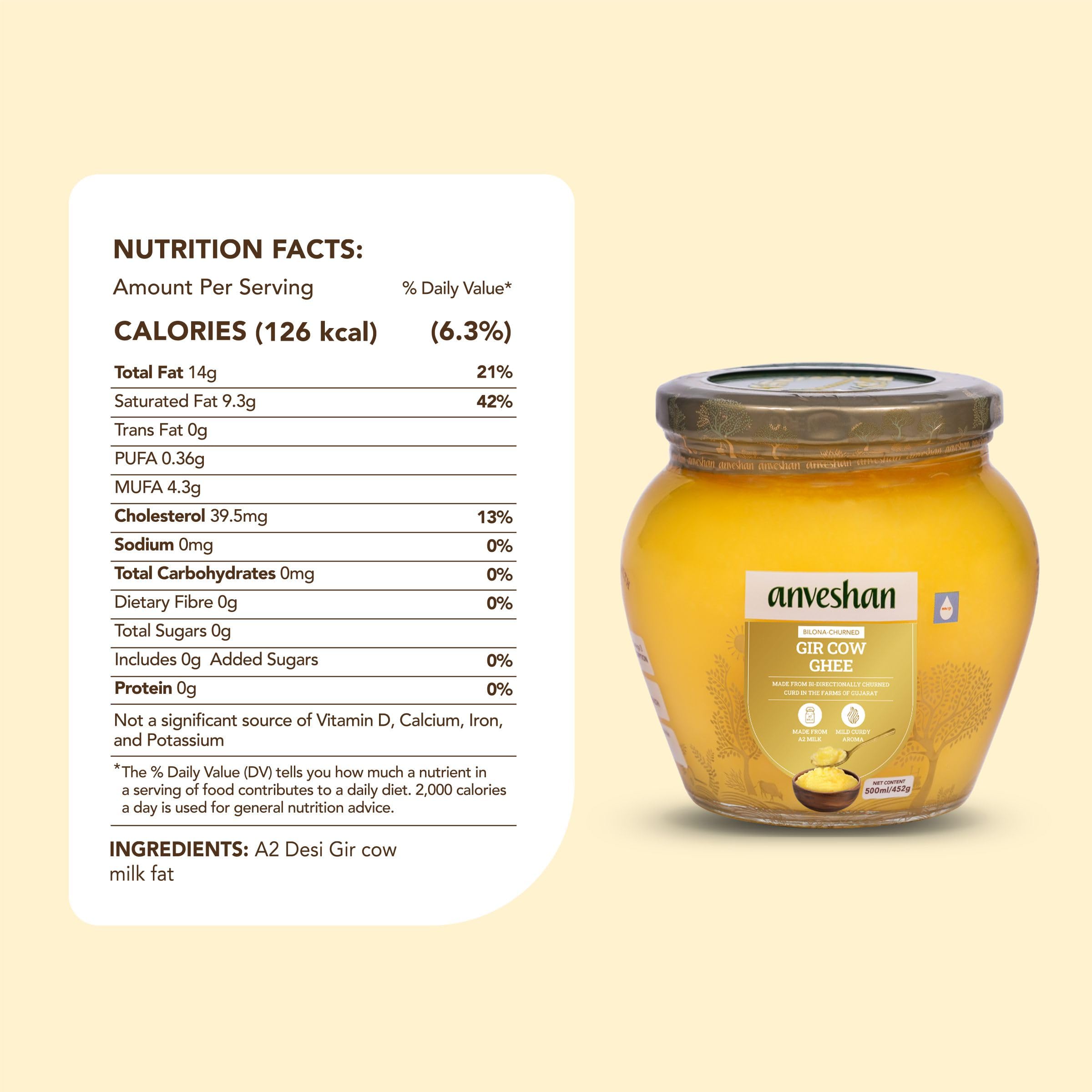Anveshan A2 Gir Cow Desi Ghee 500ML – view 3