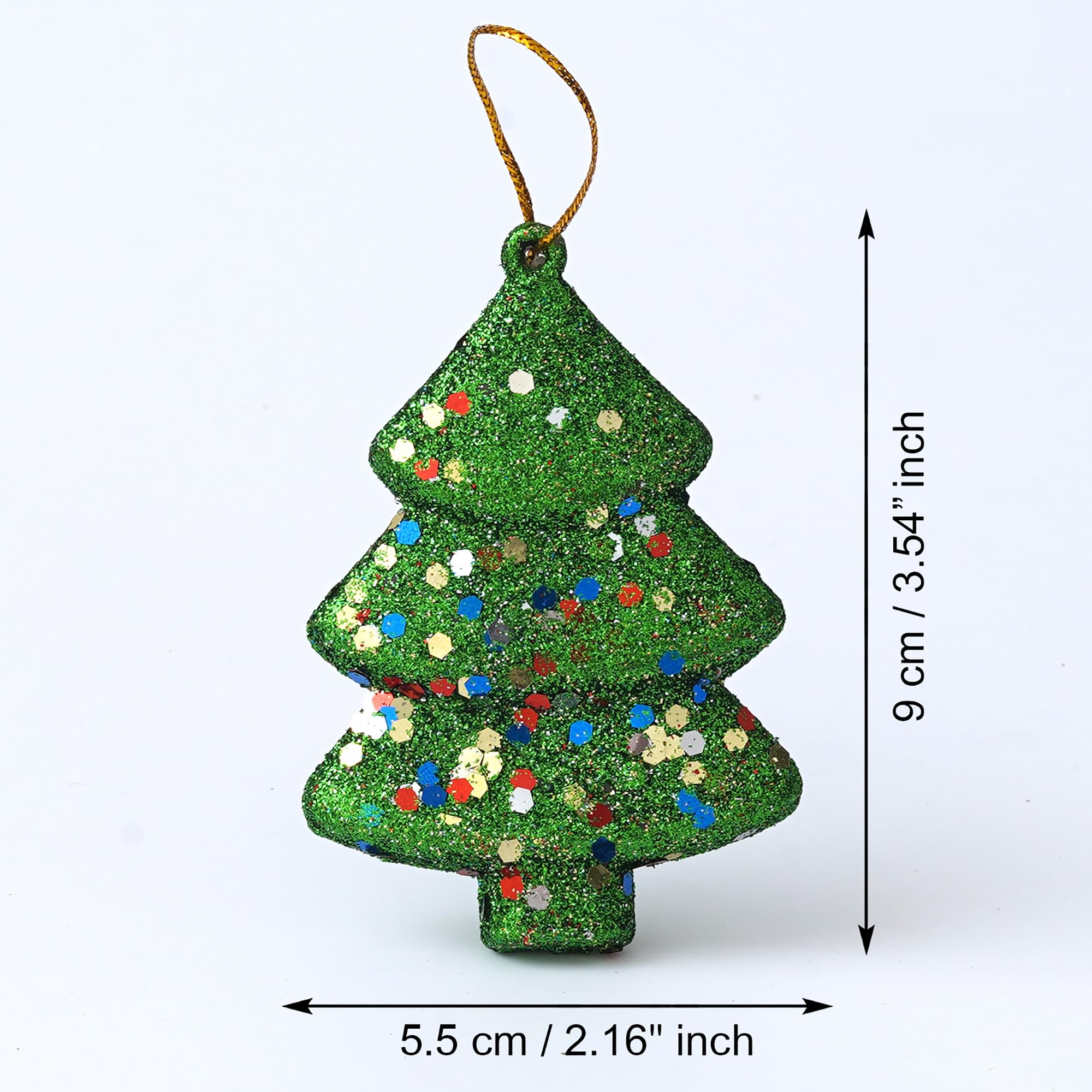 eCraftIndia Sparkly Christmas Trees (Set of 4, Red Green Golden Silver) Christmas Tree Decoration Items Hanging Ornaments Props – view 4