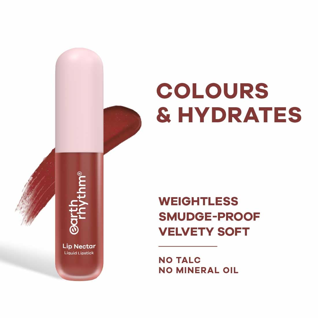 Earth Rhythm Lip Nectar Matte Liquid Lipstick, Weightless, Never Drying, No Mineral Oil 5g - Cherry – view 2