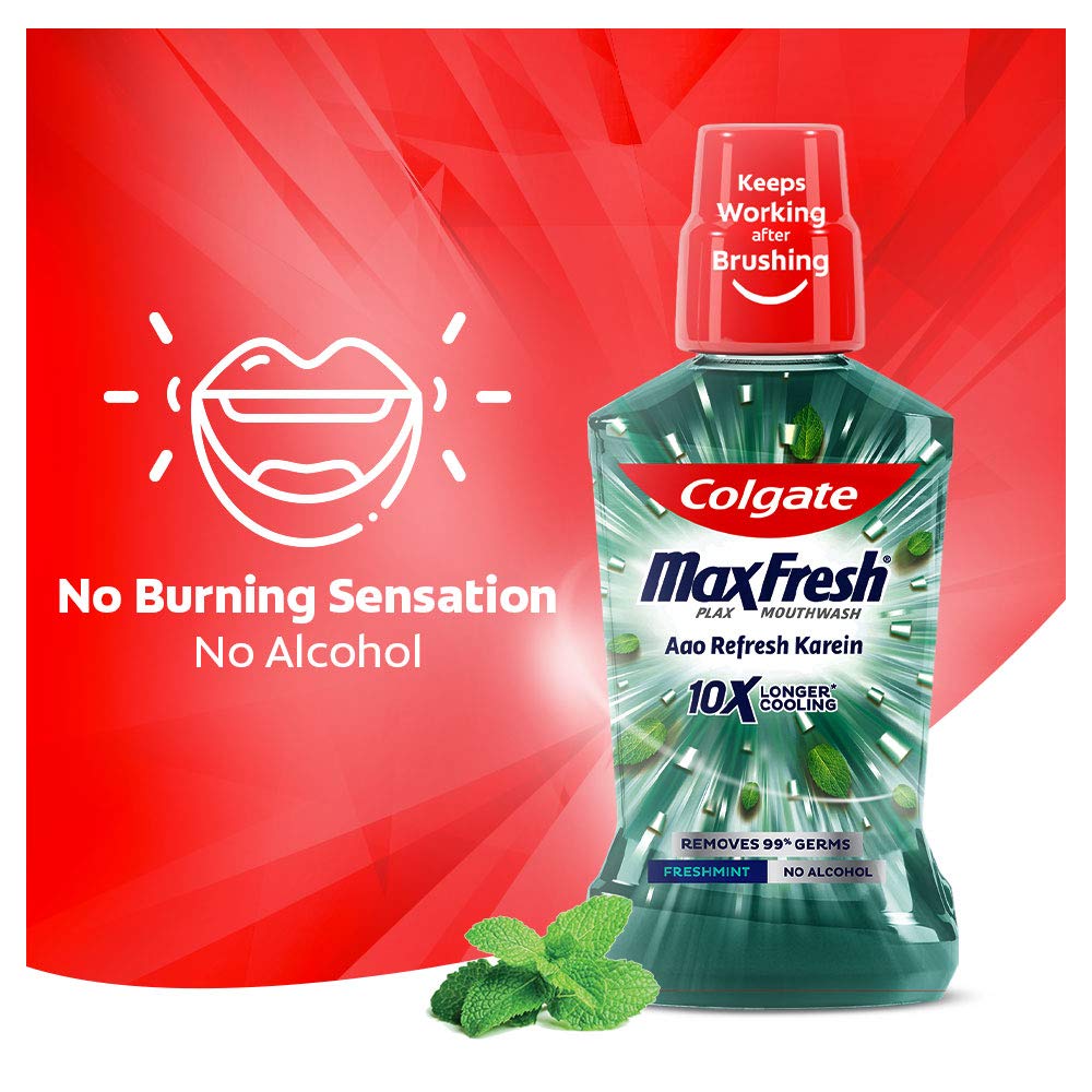 Colgate Plax Antibacterial Mouthwash, 24/7 Fresh Breath - Pack of 250ml, (Fresh Mint) – view 5