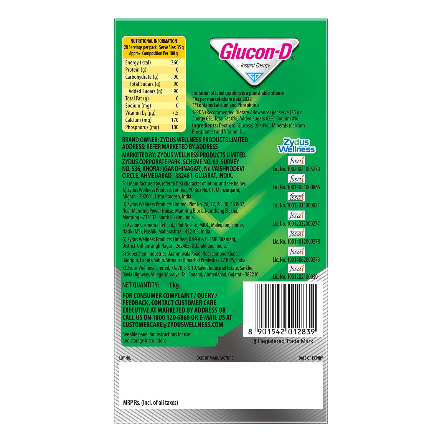 Glucon-D Regular Glucose Powder(1kg, Refill) – view 2