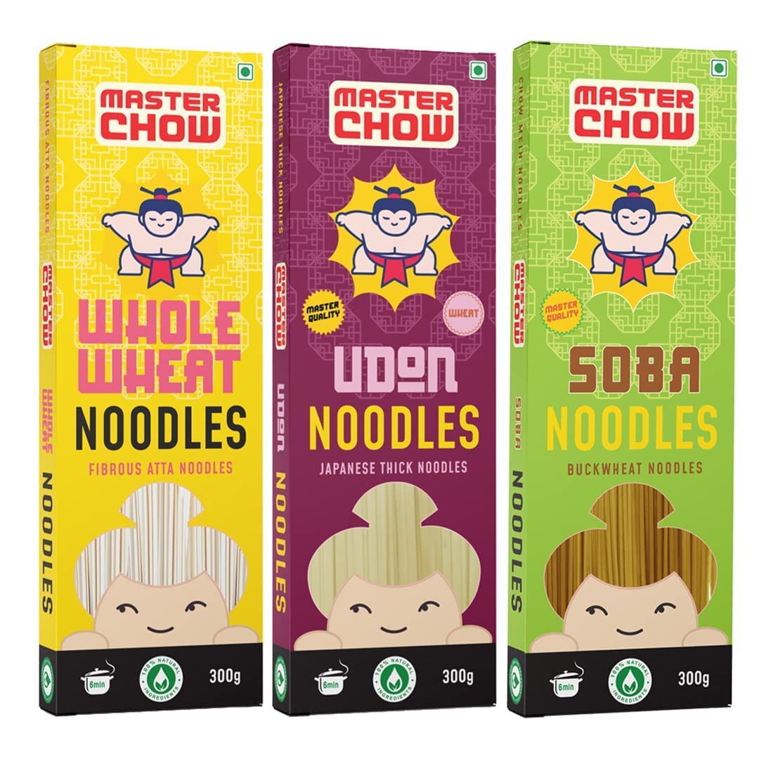 Pack of three MasterChow healthy noodles in assorted styles