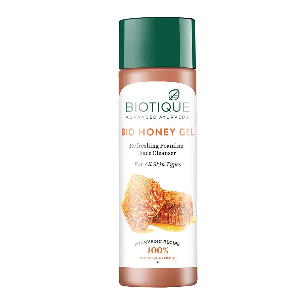 Biotique honey face cleanser bottle with foaming wash, 120 ml