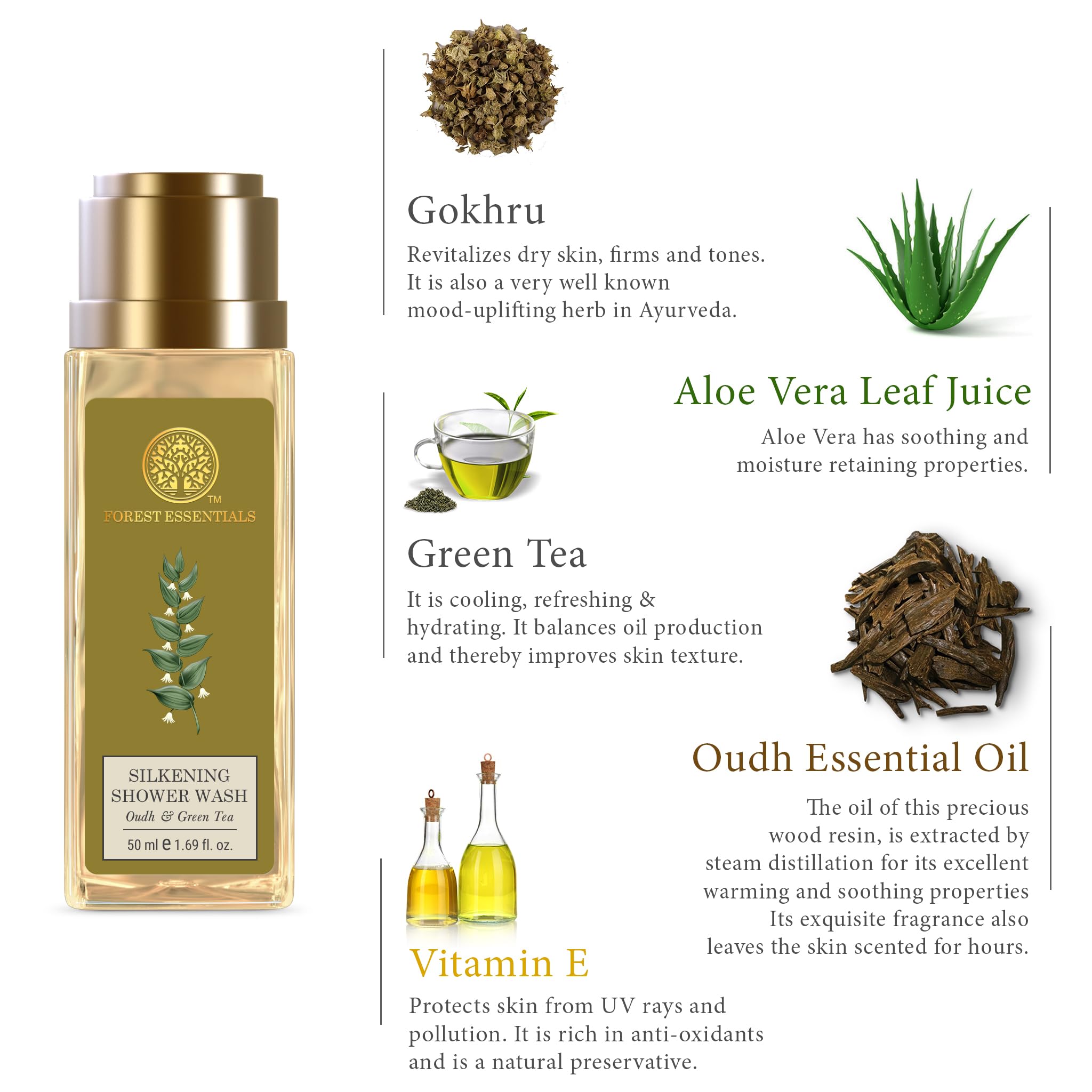 Forest Essentials Silkening Shower Wash Oudh & Green Tea – view 4