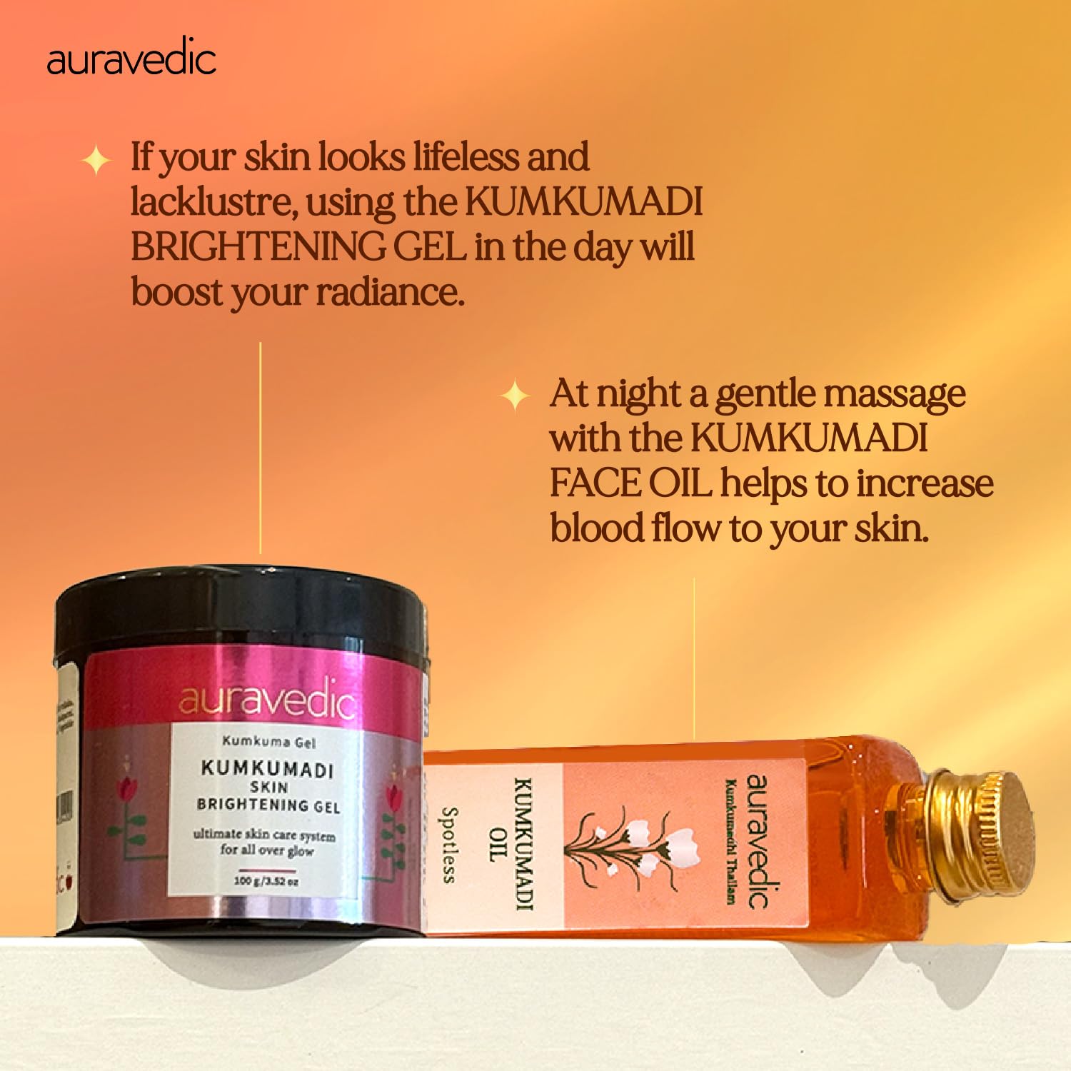 Auravedic Kumkumadi Brightening Gel And Kumkumadi Tailam Kumkumadi Face Oil For Glowing Skin Kumkumadi Gel 100 Gms With Kumkumadi Oil 100 ml Day And Night Combo – view 4