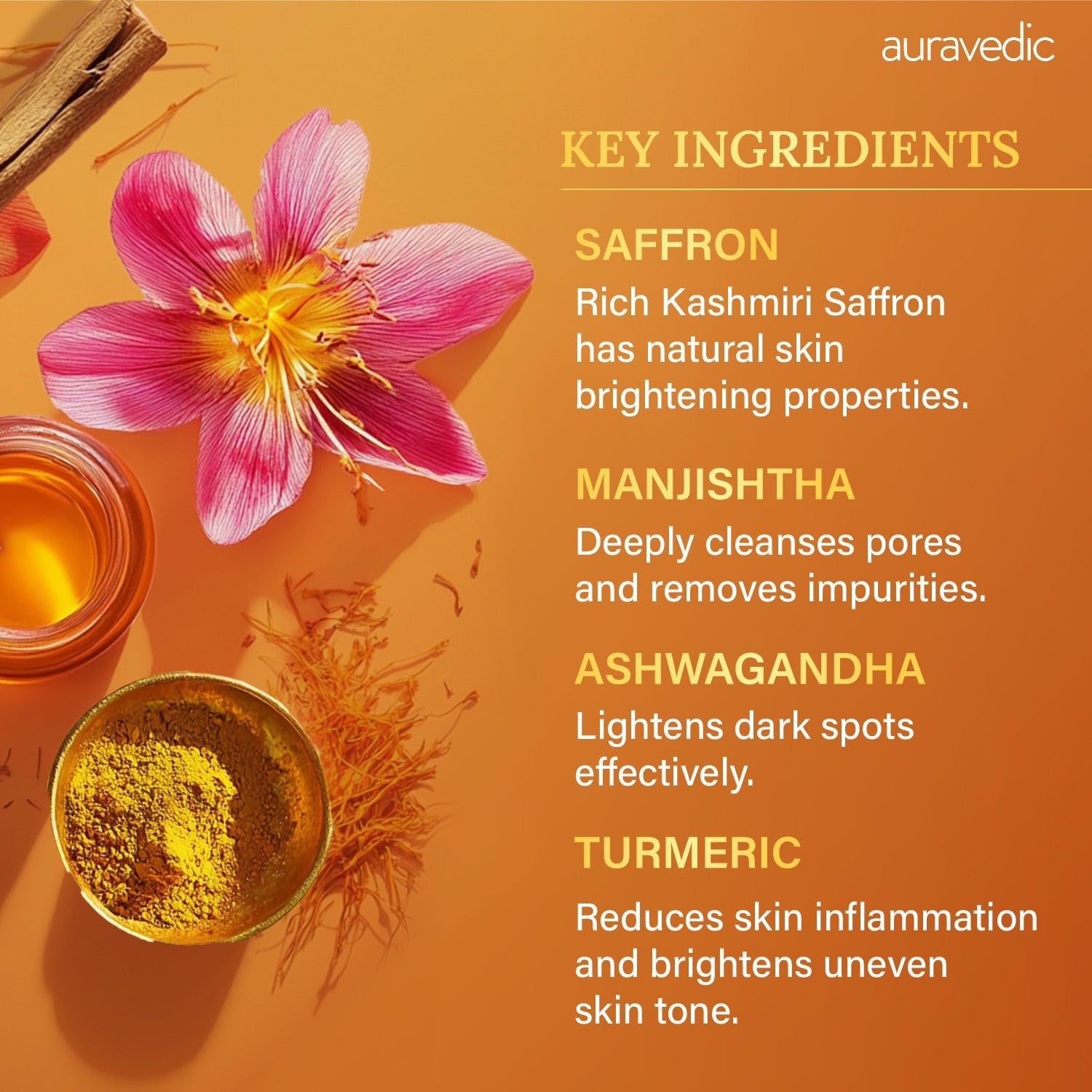 Auravedic Kumkumadi Oil For Face 100ml & Ashwagandha Saffron Turmeric Pigmentation Serum100ml Kumkumadi Tailam Face Oil Body Oil After Bath For Daily Use – view 3