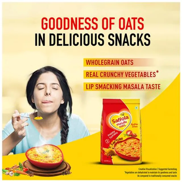 Saffola Masala Oats - Tasty Evening Snack, Fibre Rich, Peppy Tomato, 500 g – view 7