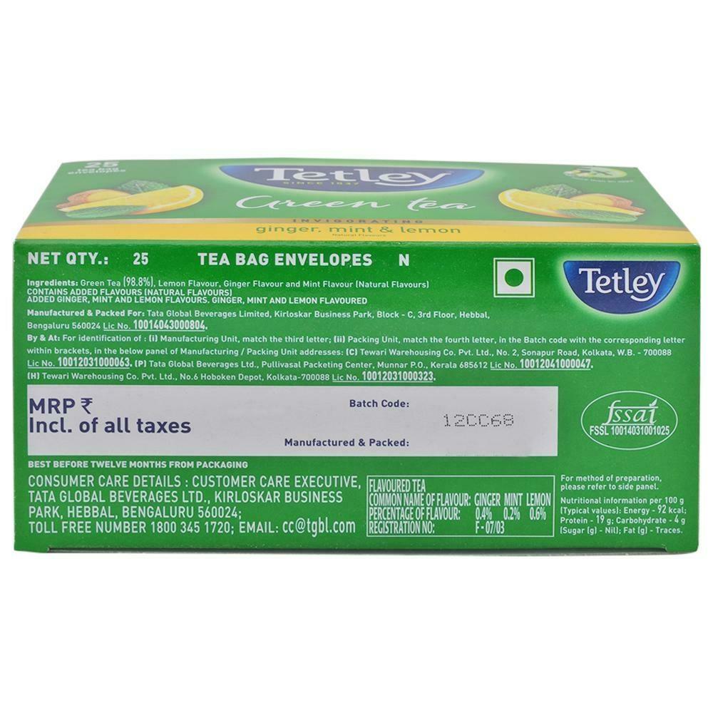 Tetley Ginger Mint And Lemon Green Tea Bags 25 Pcs – view 2