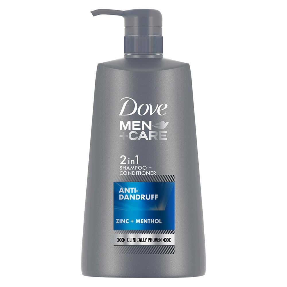 Dove Men+Care menthol anti dandruff shampoo and conditioner bottle
