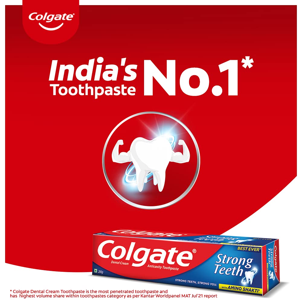 Colgate Strong Teeth Anticavity Toothpaste with Amino Shakti - 300gm with Free Toothbrush and Colgate Sensitive Toothbrush - 4 Pcs – view 4