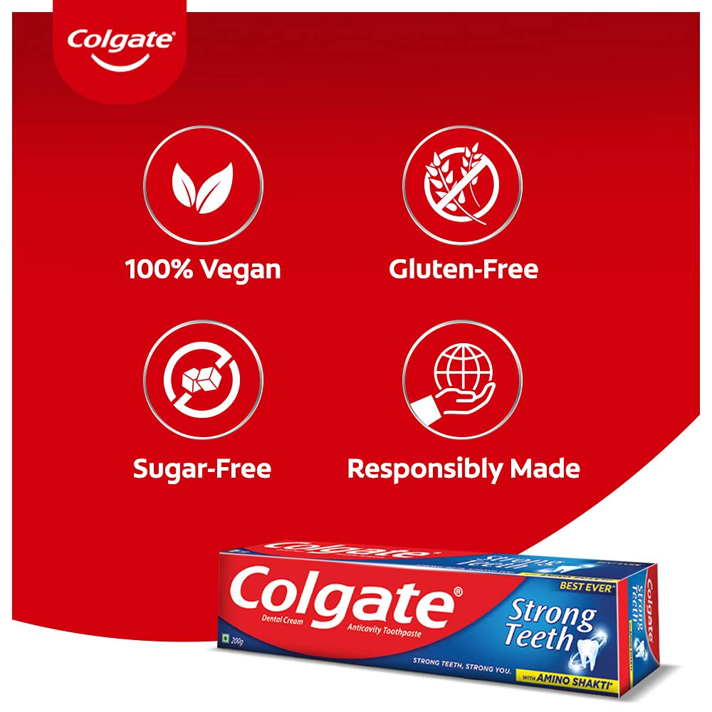 Colgate Strong Teeth Anticavity Toothpaste with Amino Shakti - 300gm with Free Toothbrush and Colgate Sensitive Toothbrush - 4 Pcs – view 7