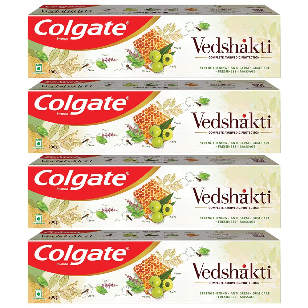 Colgate Gentle Enamel Ultra Soft Toothbrush - 4 Pcs (Buy 2 Get 2 Free) & Colgate Swarna Vedshakti Ayurvedic Toothpaste with anti-germ properties for whole mouth protection - 4 x 200gm – view 5