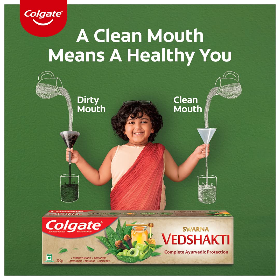 Colgate Gentle Enamel Ultra Soft Toothbrush - 4 Pcs (Buy 2 Get 2 Free) & Colgate Swarna Vedshakti Ayurvedic Toothpaste with anti-germ properties for whole mouth protection - 4 x 200gm – view 6