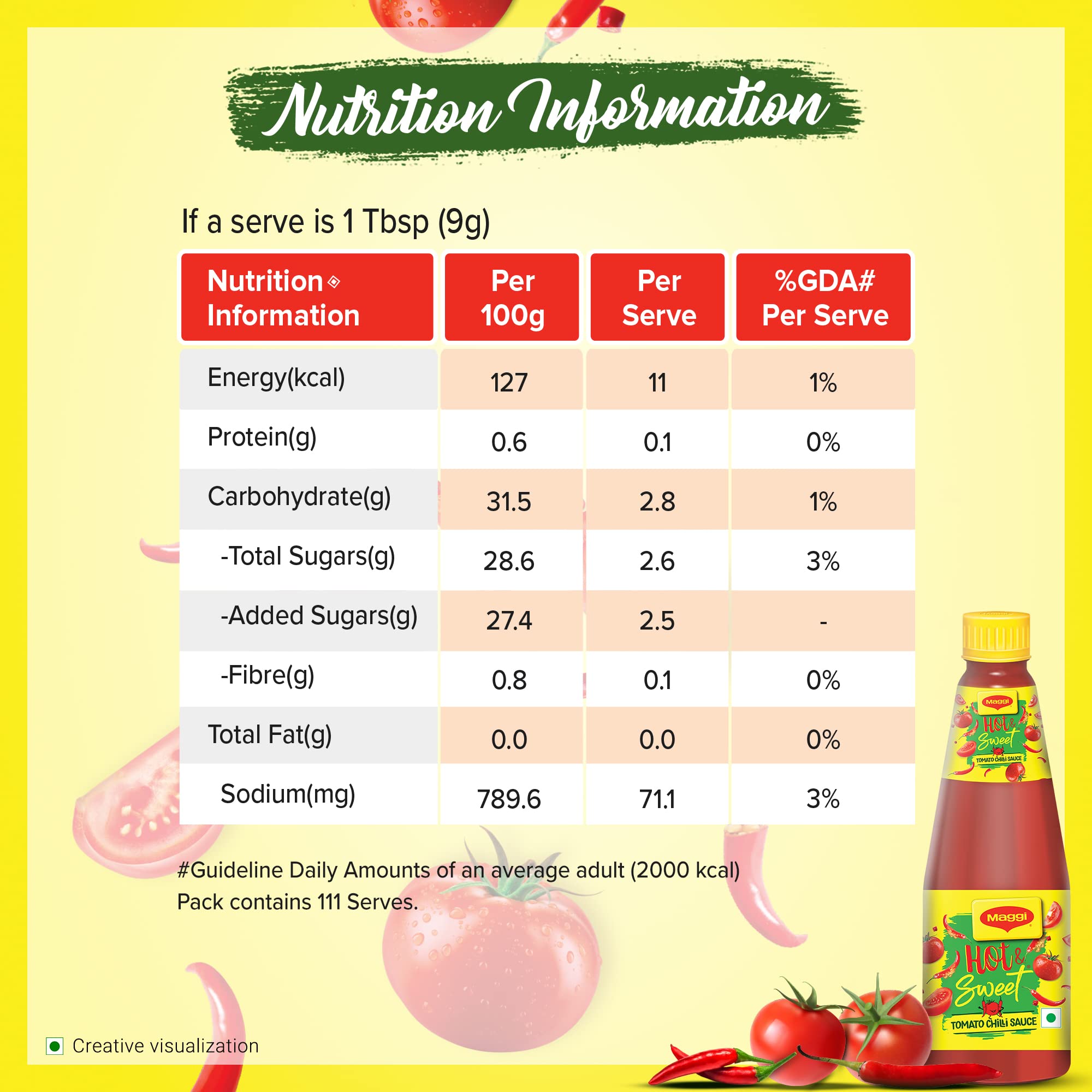 Maggi Hot & Sweet Tomato Chilli Sauce, Perfect Blend of Tomatoes & Chillies, 1kg Bottle – view 4