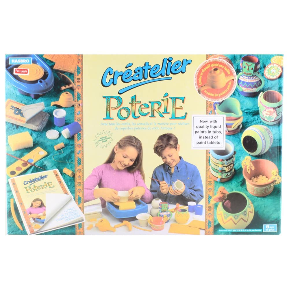Multicolor pottery craft kit for kids with wheel and pots