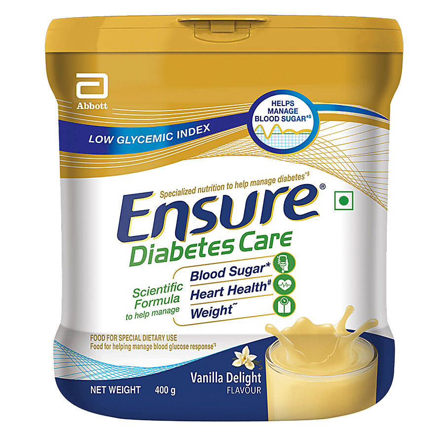Abbott Ensure Diabetes Care Nutrition Drink - Helps Control Blood Sugar Levels, Vanilla Flavour 375 g