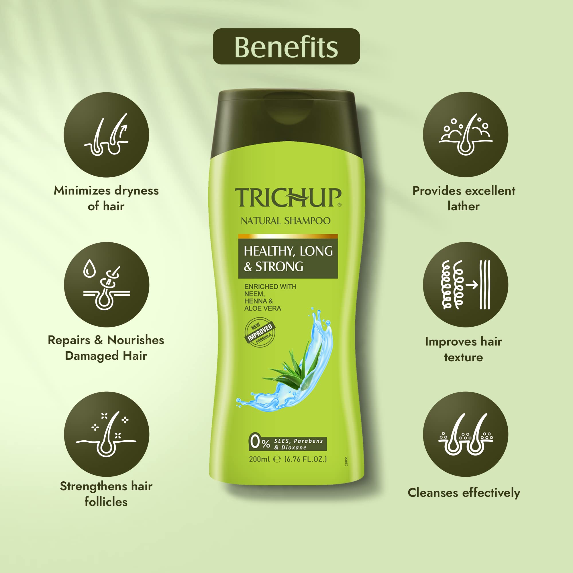 Trichup Healthy, Long & Strong Hair Shampoo - with The Natural Goodness of Aloe Vera, Neem & Henna (200ml) – view 3