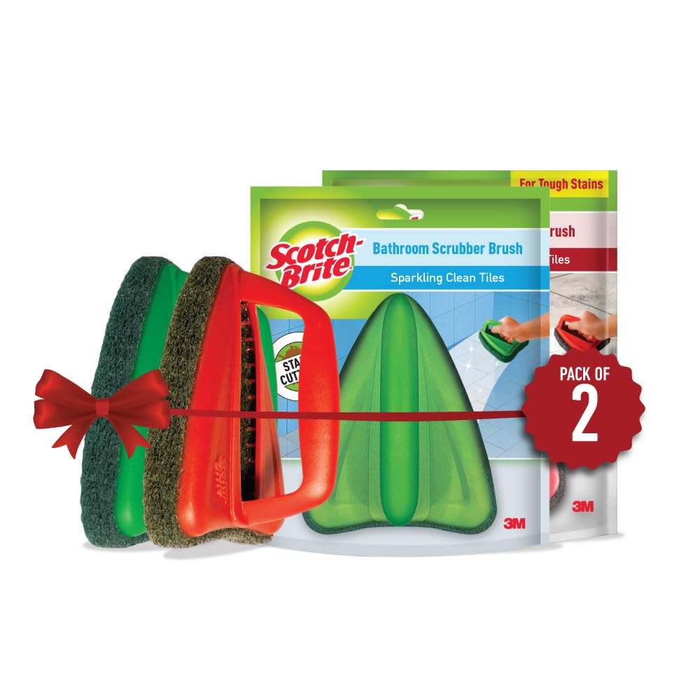 Scotch-Brite scrubber brush pack for bathroom tiles and floor cleaning