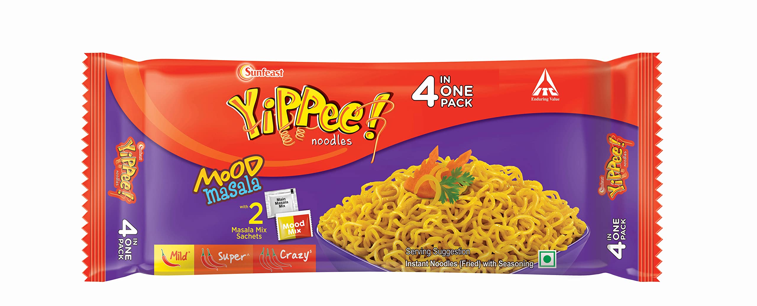 Sunfeast YiPPee! Mood Masala, Instant Noodles (Pack of 4), 270g