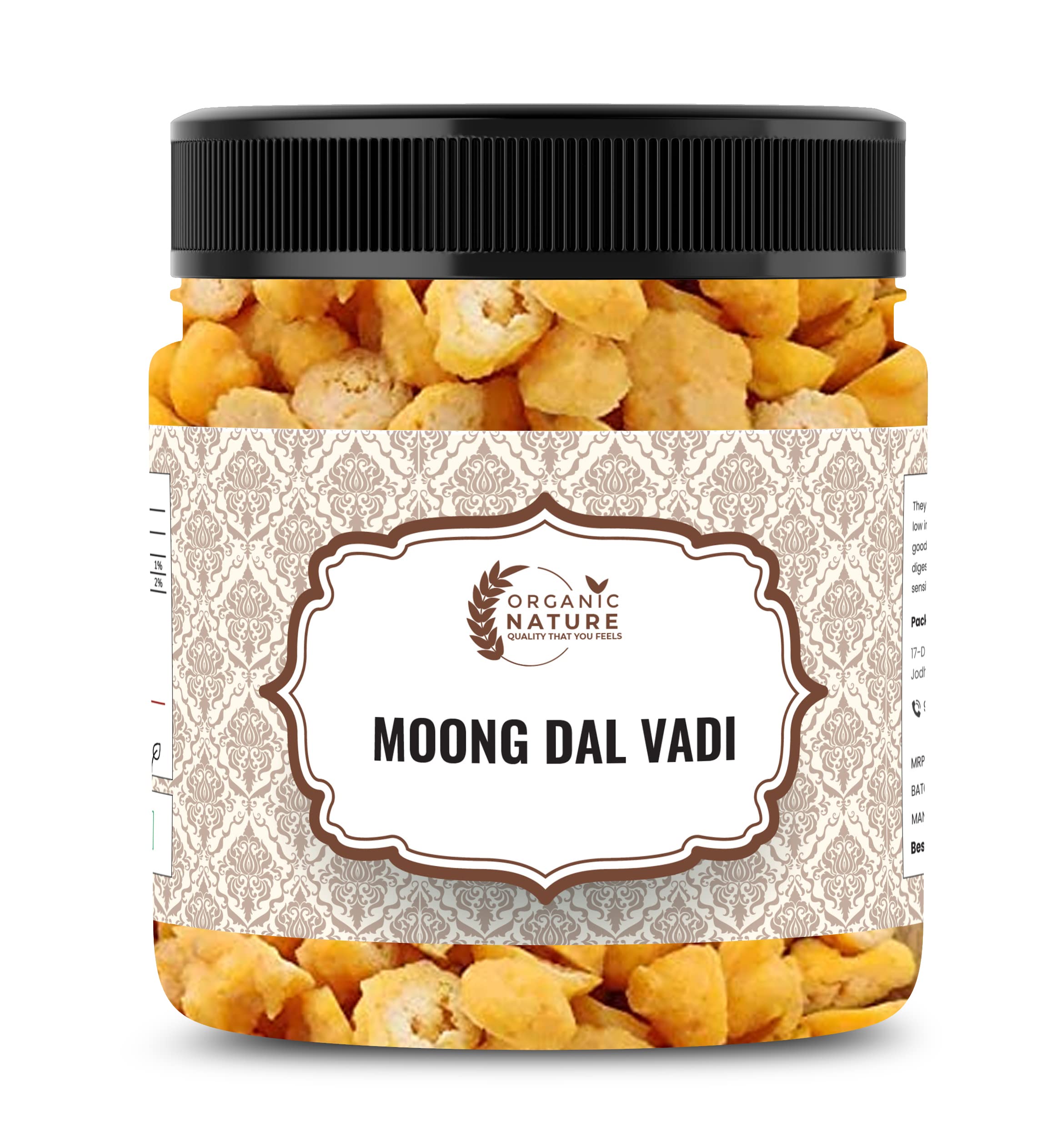 Organic Nature Homemade Moong Dal Wadi Mangori Wadian Moong Dal Vadi Badi 250 Gram [Jar Pack]