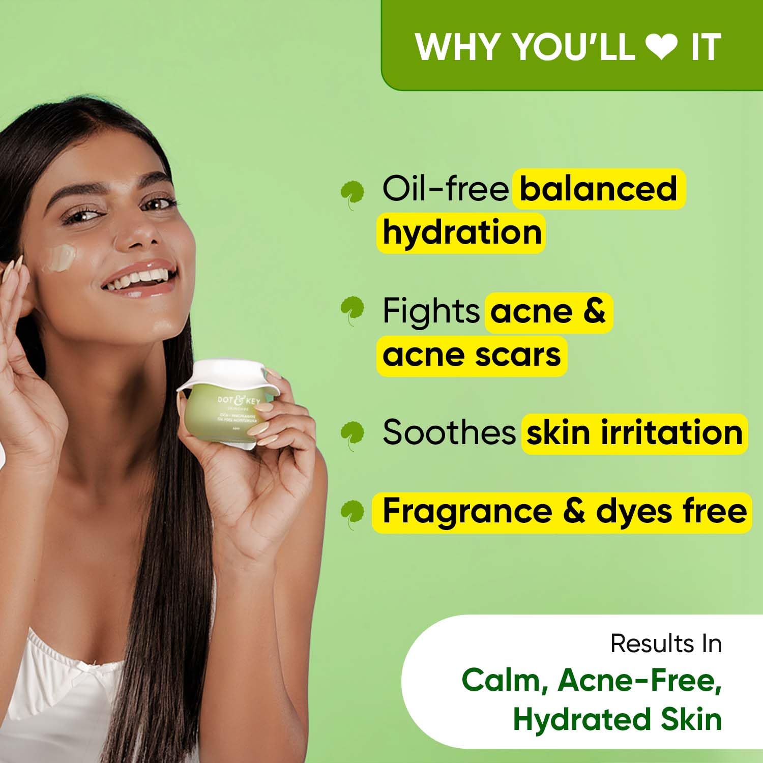 DOT & KEY Cica + Niacinamide Oil-Free Face Moisturizer For Calm, Acne Free Hydrated Skin Fades Acne Scars & Dark Spots, Soothes Redness & Irritation – view 2