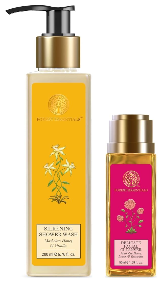 Honey and vanilla shower wash with travel facial cleanser combo
