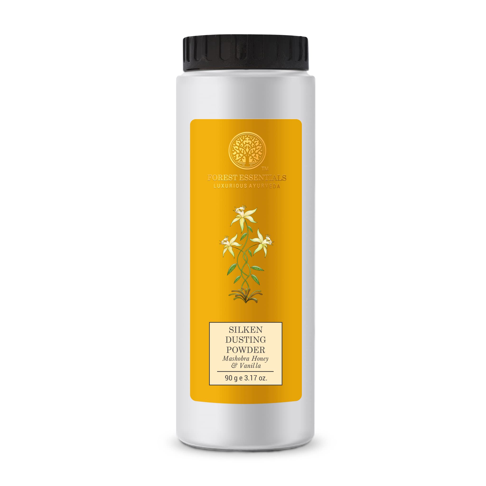 Forest Essentials dusting powder in honey and vanilla fragrance