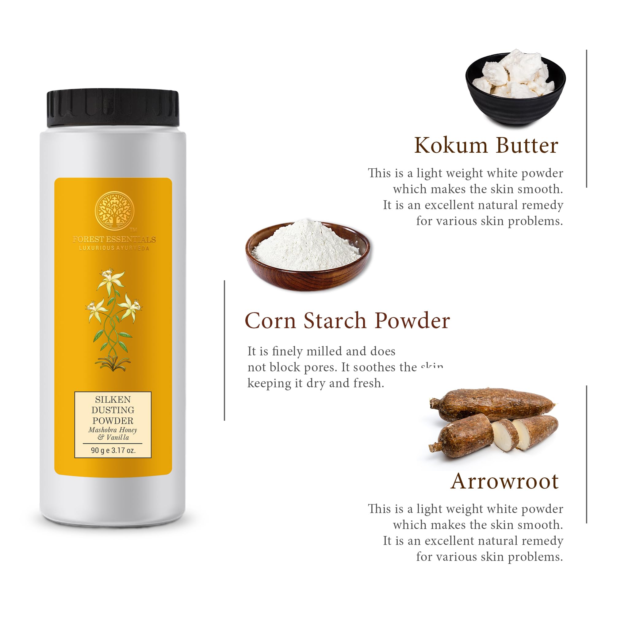 Forest Essentials Silken Dusting Powder Mashobra Honey & Vanilla – view 3