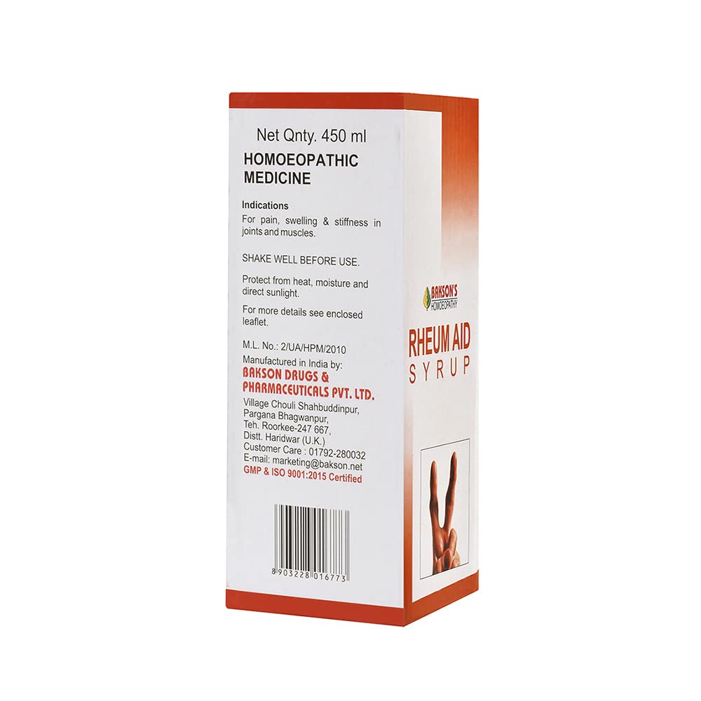 Dr. Bakshi's BAKSON'S HOMOEOPATHY Rheum Aid Syrup (450ml) – view 3