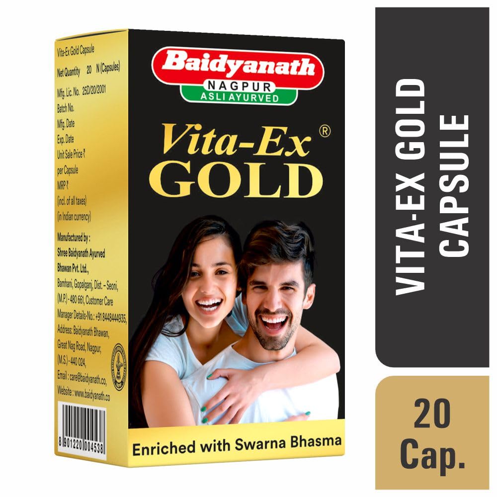 Baidyanath Asli Ayurved Vita Ex Gold I Stamina Booster I Pack Of 20 Capsules – view 3