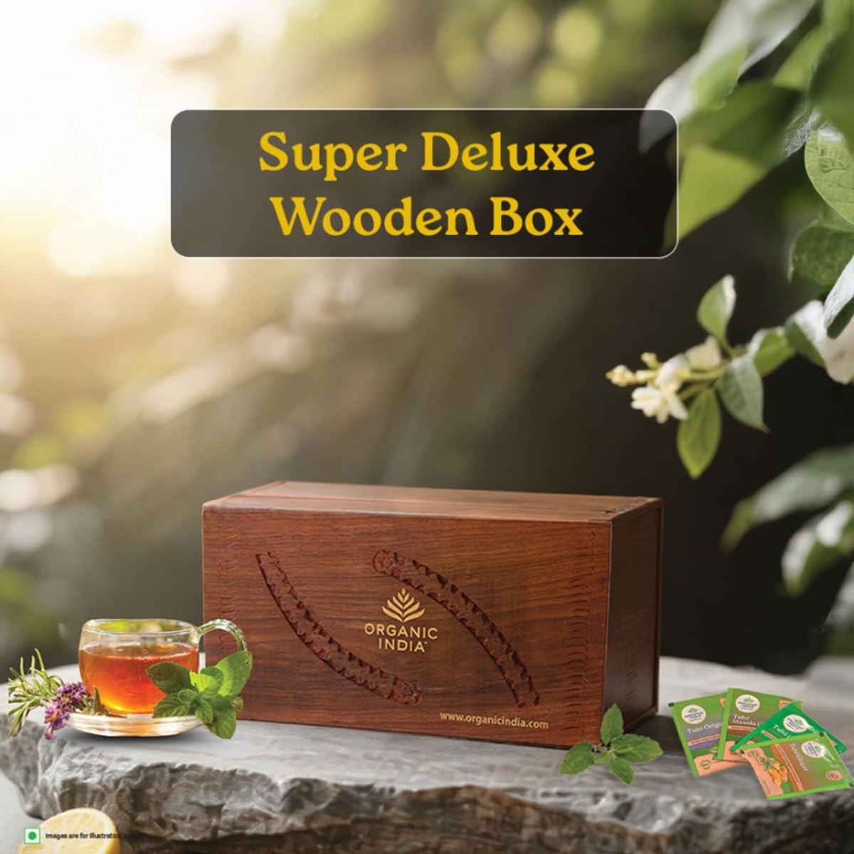 Organic India Tulsi Wooden Gift Box - 100 Tea Bags – view 4